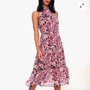 Lulu’s In My Dreams Mauve Floral Print Midi Dress